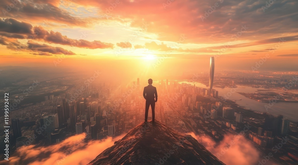 Fototapeta premium Business inspiration from a mountaintop view.
