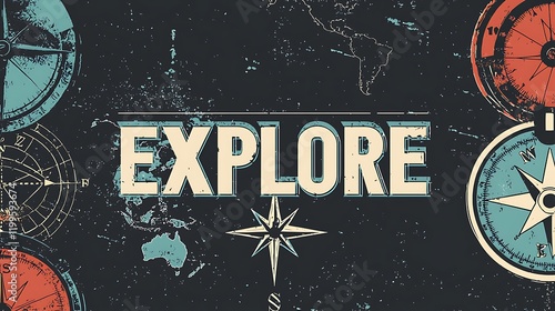 A poster with a compass and the word explore written on it