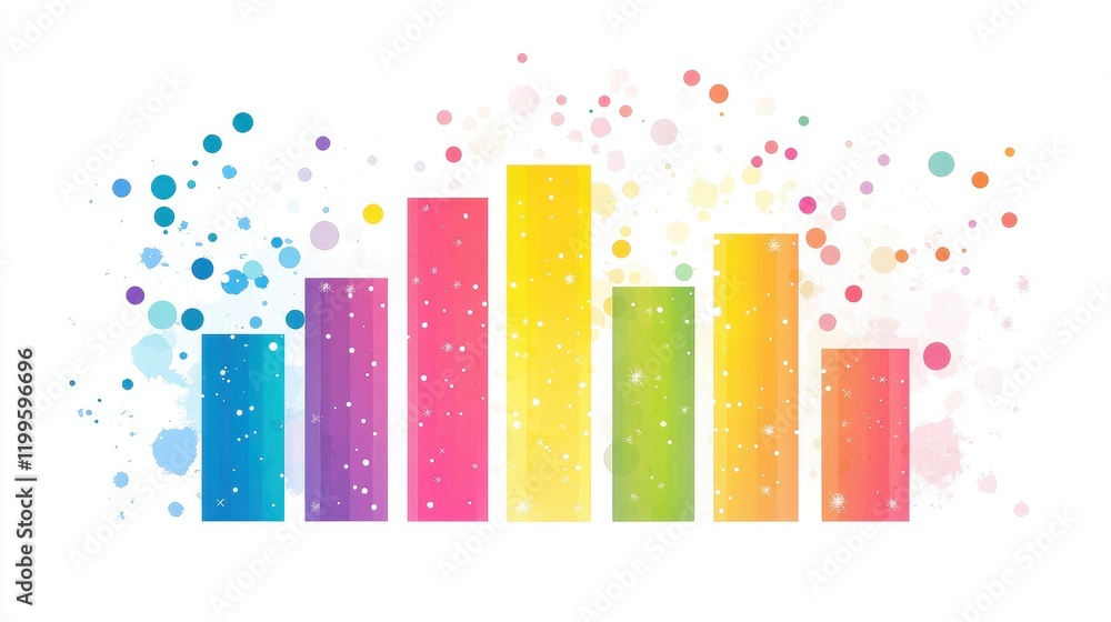 A colorful bar chart, educational infographic, playful design, rainbow palette, isolated on white background A colorful bar chart, educational infographic, playful design, rainbow palette, isolated on white background