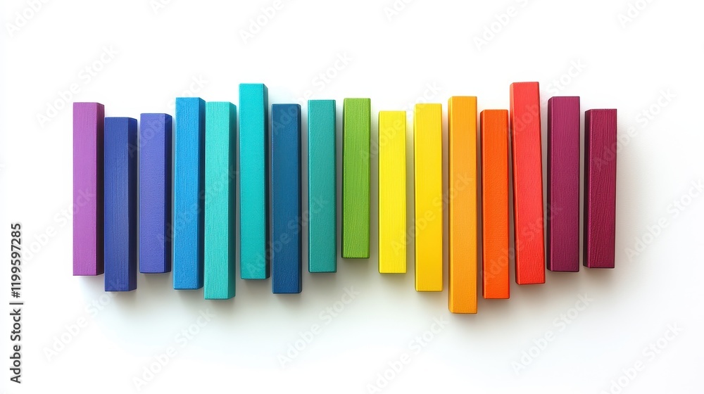 Obraz premium A colorful bar chart, educational infographic, playful design, rainbow palette, isolated on white background 