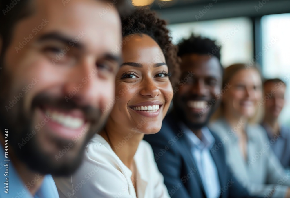 Diverse colleagues smiling during business meeting Diverse colleagues smiling during business meeting