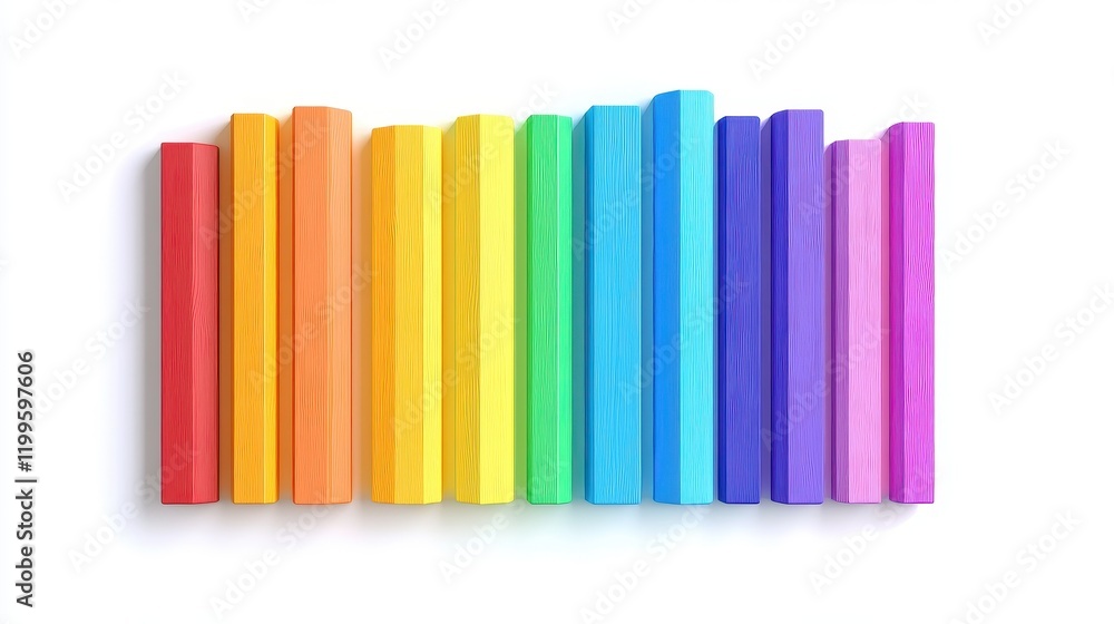 Obraz premium A colorful bar chart, educational infographic, playful design, rainbow palette, isolated on white background 