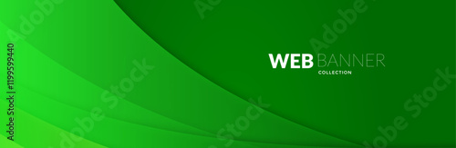 Abstract green background with waves, green web banner