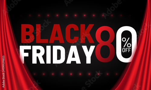 Black Friday with red curtains background