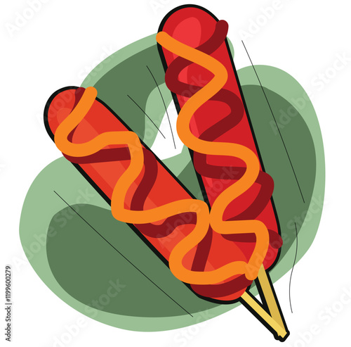 grilled sausage with additional sauce to complement your food.sausage and mayonnaise and sauce