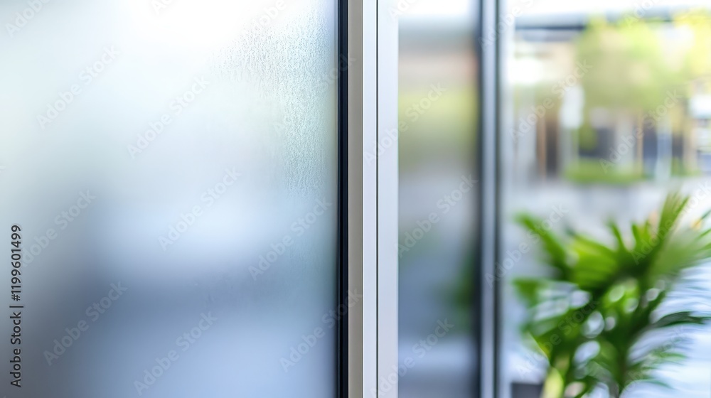 Fototapeta premium Aluminium sliding windows enhance office aesthetics and functionality.