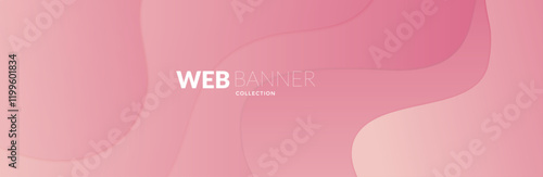 Abstract pink background with waves, pink web banner