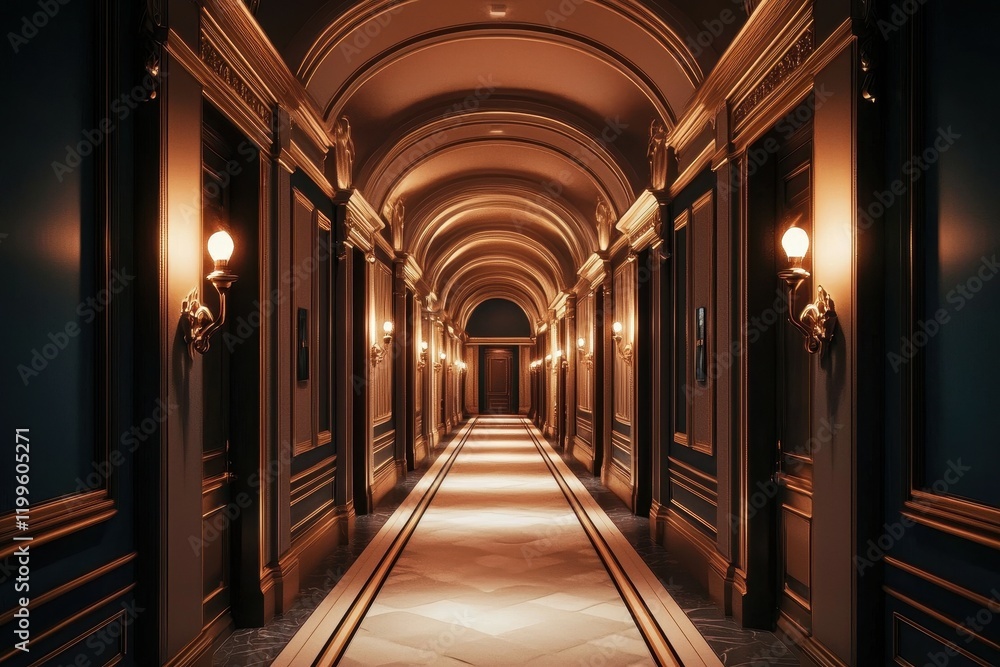 A lavish corridor in a high-end bank. A lavish corridor in a high-end bank.