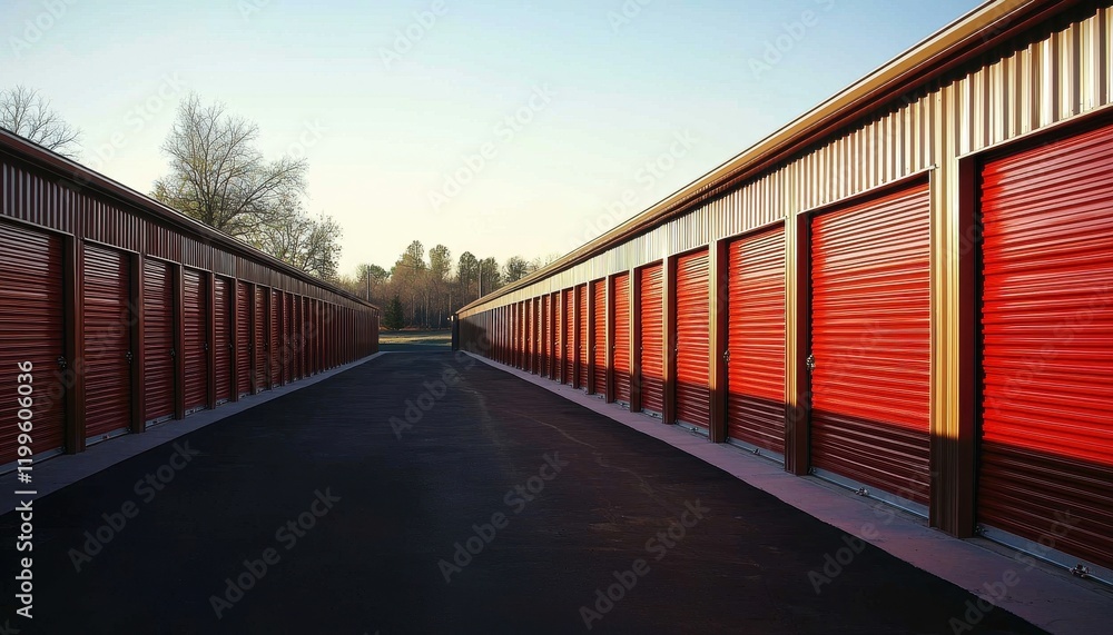 Rows of red doors create an appealing aesthetic in storage solutions. Rows of red doors create an appealing aesthetic in storage solutions.