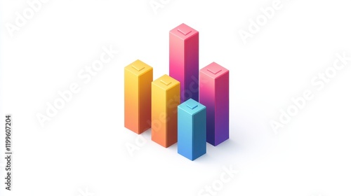 Free Download A creative bar chart, corporate element, isometric view, vibrant colors, isolated on white background. - GFXLoad