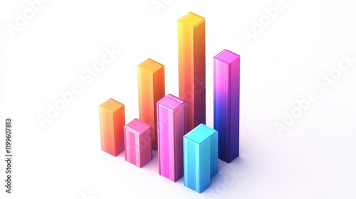 A creative bar chart, corporate element, isometric view, vibrant colors, isolated on white background. Free Download A creative bar chart, corporate element, isometric view, vibrant colors, isolated on white background. - GFXLoad