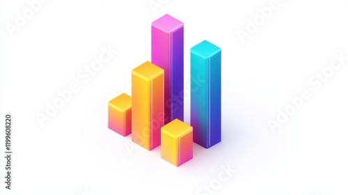 Free Download A creative bar chart, corporate element, isometric view, vibrant colors, isolated on white background. - GFXLoad