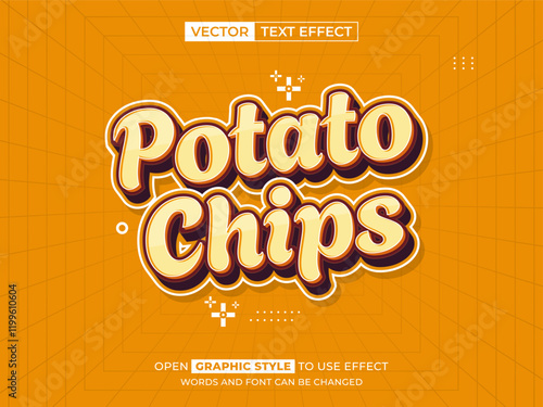 potato chips editable text, font effect, 3d text for title