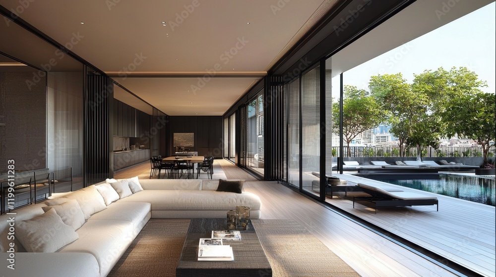 Experience the luxury of a penthouse apartment with a stunning indoor swimming pool. Experience the luxury of a penthouse apartment with a stunning indoor swimming pool.