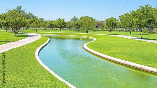 Wallpaper Mural Scenic view of tranquil pond in the middle of lush green golf course Torontodigital.ca