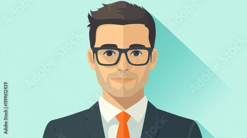 Portrait of confident businessman in suit tie and glasses professional