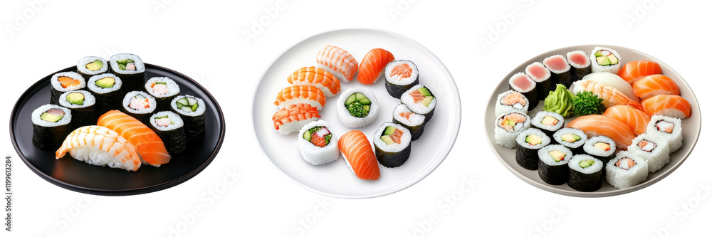 Delicious sushi platter featuring various sushi rolls and sashimi, perfect for sharing Delicious sushi platter featuring various sushi rolls and sashimi, perfect for sharing
