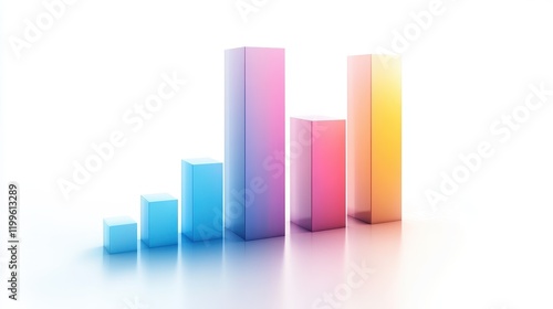 Free Download A digital bar chart, modern business concept, holographic effect, gradient tones, isolated on white background.  - GFXLoad