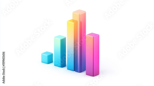 A digital bar chart, modern business concept, holographic effect, gradient tones, isolated on white background. Free Download A digital bar chart, modern business concept, holographic effect, gradient tones, isolated on white background. - GFXLoad