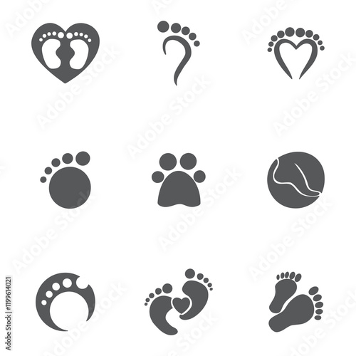 logo set icon of footprints as a spiritual symbol and meaning of life