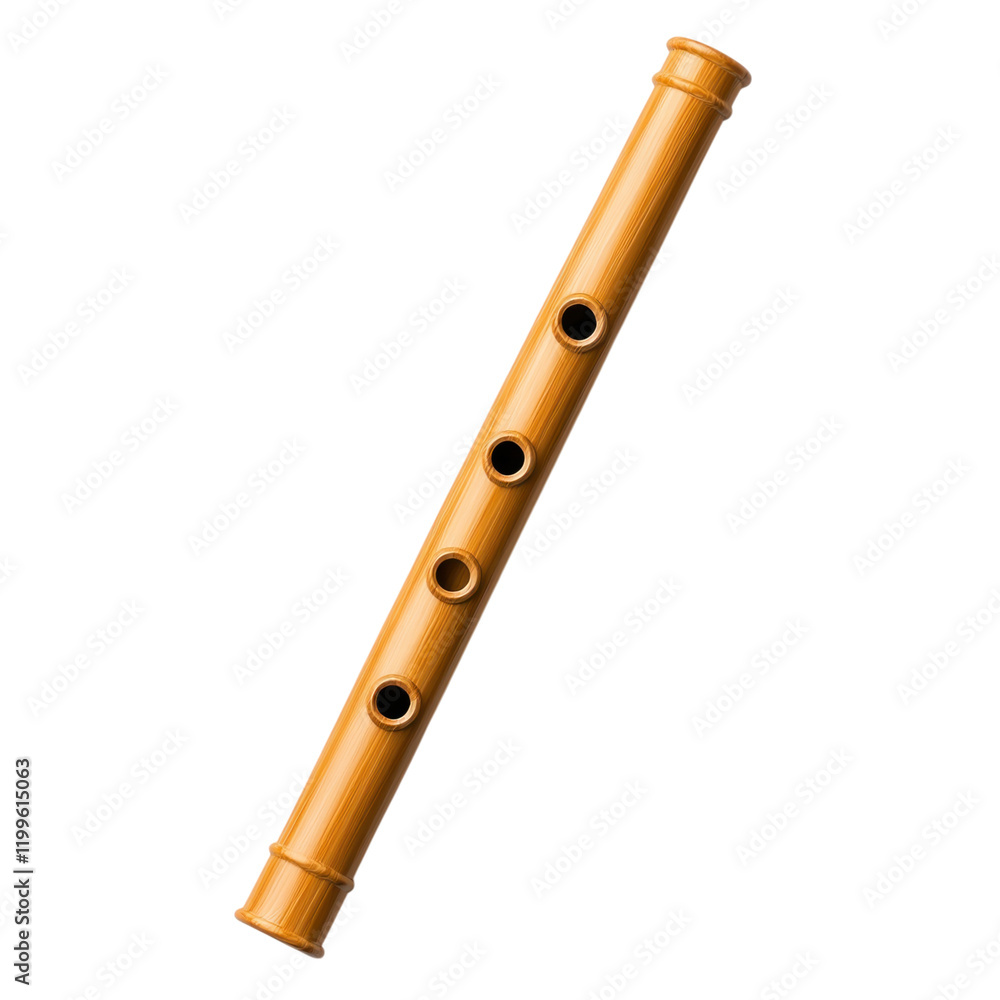 Naklejka premium Traditional Japanese shakuhachi flute made of wood, showcasing craftsmanship and cultural significance