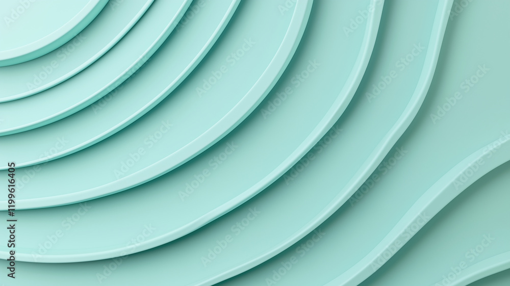 Layered abstract design in soft mint green tones, featuring smooth curves and waves that create sense of depth and tranquility. Ideal for modern backgrounds or artistic projects Layered abstract design in soft mint green tones, featuring smooth curves and waves that create sense of depth and tranquility. Ideal for modern backgrounds or artistic projects