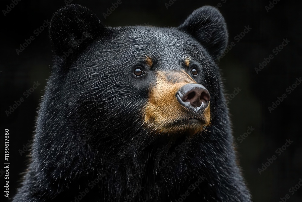 majestic asian black bear portrait in studio setting, dramatic chiaroscuro lighting, rich fur detail, noble expression majestic asian black bear portrait in studio setting, dramatic chiaroscuro lighting, rich fur detail, noble expression