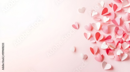 Delicate Paper Hearts on a Soft Pink Background