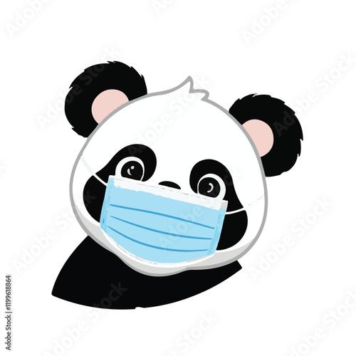 a cute cartoon panda wearing a face mask. It's likely used to promote the importance of wearing a mask, especially during a pandemic or flu season.