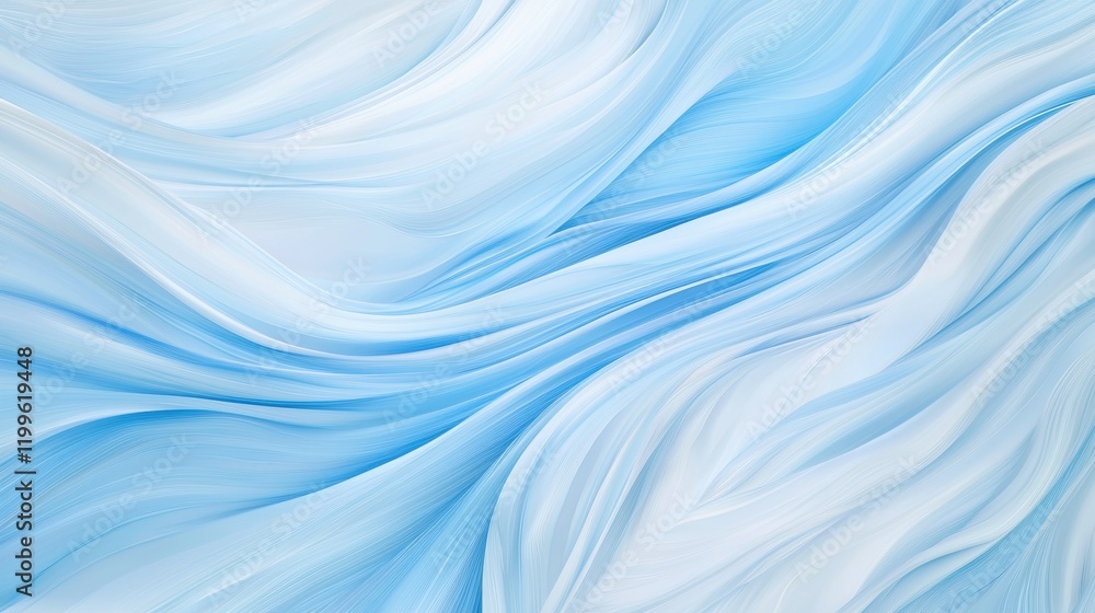 Naklejka premium Smooth Flowing Blue and White Abstract Design with Gentle Curves and Waves