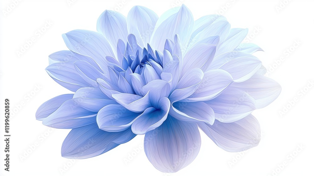 Fototapeta premium Detailed Blue Flower in Full Bloom Isolated on White Background for Stock Use