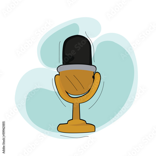 microphones on stand. Retro sound recording equipment. Vintage studio concert microphone. 