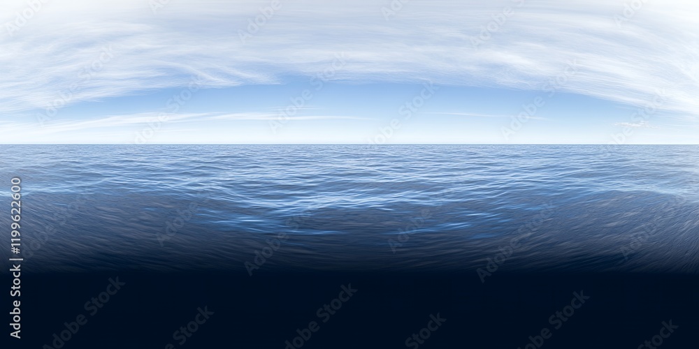 Fototapeta premium Serene Ocean Panorama Stunning Blue Water and Sky HDR