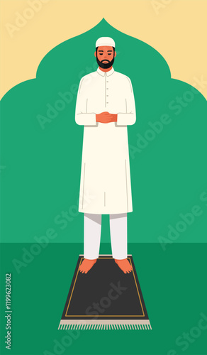 illustration of a Muslim praying, Ramadan Kareem