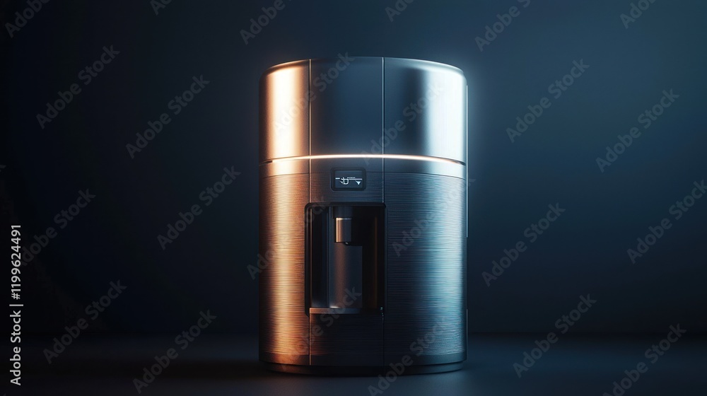 Sleek metallic appliance with subtle lighting. Sleek metallic appliance with subtle lighting.
