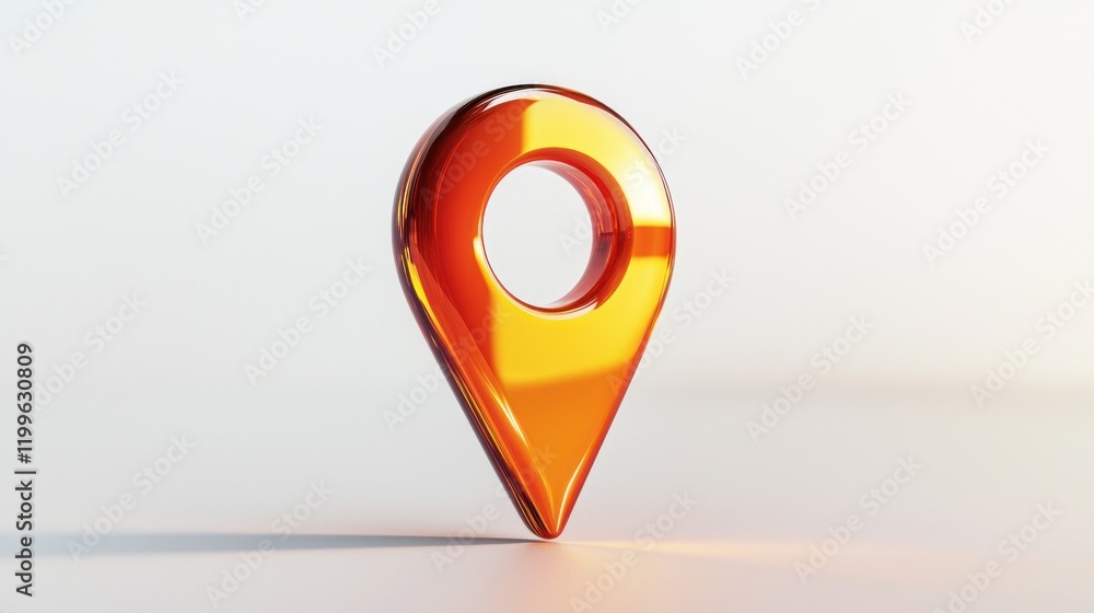Shiny orange 3D location pin on white background. Shiny orange 3D location pin on white background.