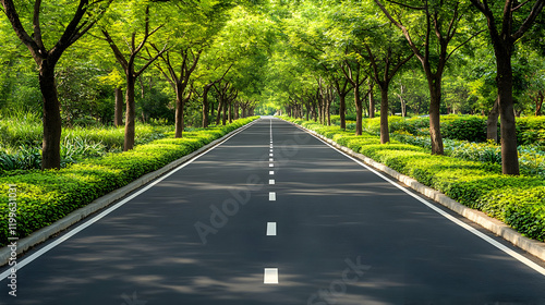 Tree-lined road, park, sunlight, journey, nature