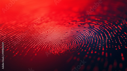 red fingerprint on a black, cyber security and password control through fingerprints, personal data protection, network security concept