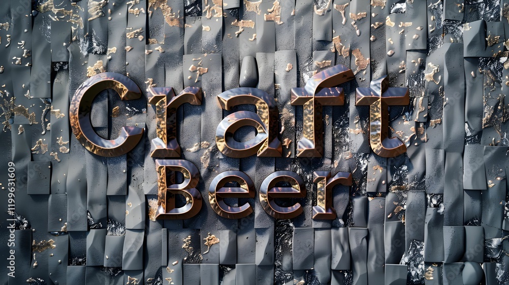 Obraz premium Modern craft beer sign with textured backdrop in urban setting