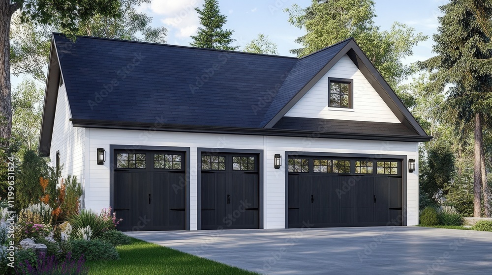 Sleek black retractable metal door enhances functionality. Sleek black retractable metal door enhances functionality.
