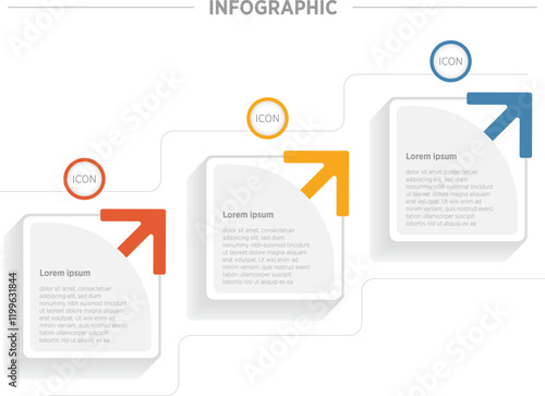 3-step infographic visual representation of information  step-by-step process to help users achieve a goal.