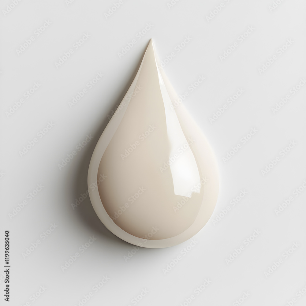 Single drop of creamy liquid, isolated on white background.  Perfect for beauty, skincare, or cosmetic product visuals.