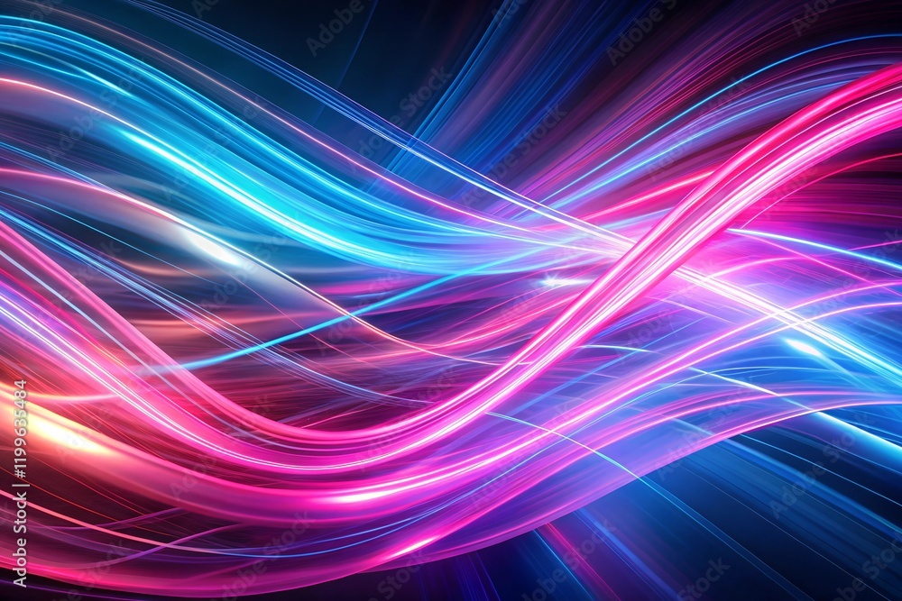 Abstract Light Trails Smooth Curves Dynamic Movement Neon Pink Blue Black Background Digital Art Abstract Light Trails Smooth Curves Dynamic Movement Neon Pink Blue Black Background Digital Art