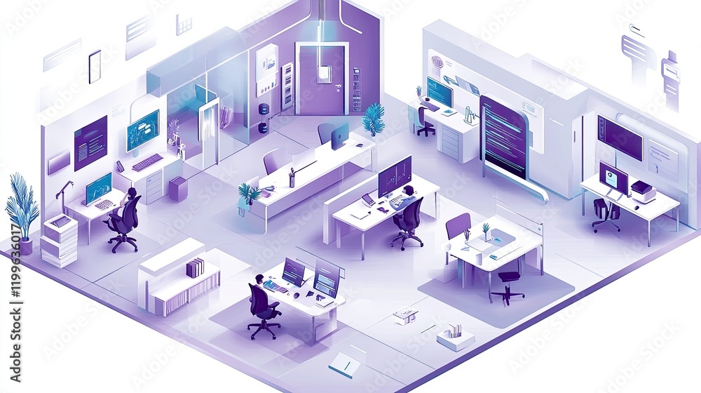 Modern Tech Office Workspace Illustrative Design Modern Tech Office Workspace Illustrative Design