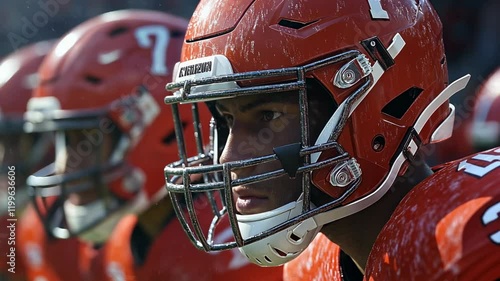 American Football Player in Helmet, Close Up, game, sport, athlete, team, competition