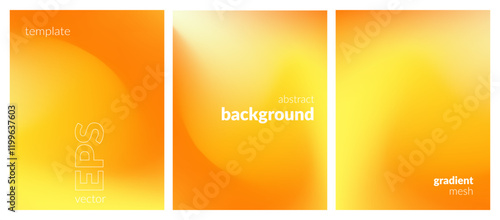 Abstract liquid background set. Gradient mesh. Effect bright color blend. Blurred fluid colorful mix. Modern design template for web covers, ad banners, posters, brochures, flyers. Vector image