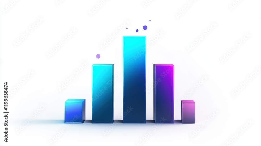 A futuristic bar chart, tech business concept, neon glow style, dark blue and cyan tones, isolated on white background. A futuristic bar chart, tech business concept, neon glow style, dark blue and cyan tones, isolated on white background.