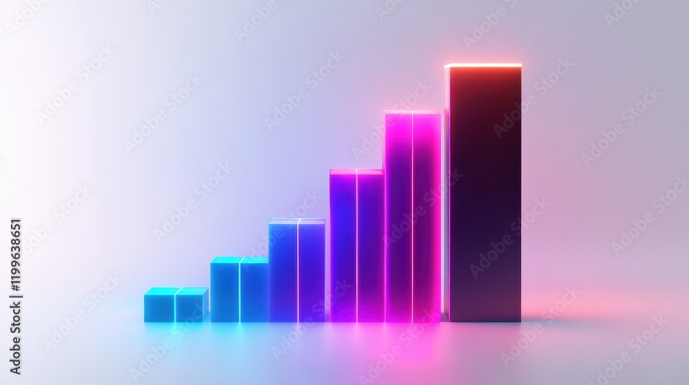 A futuristic bar chart, tech business concept, neon glow style, dark blue and cyan tones, isolated on white background. A futuristic bar chart, tech business concept, neon glow style, dark blue and cyan tones, isolated on white background.