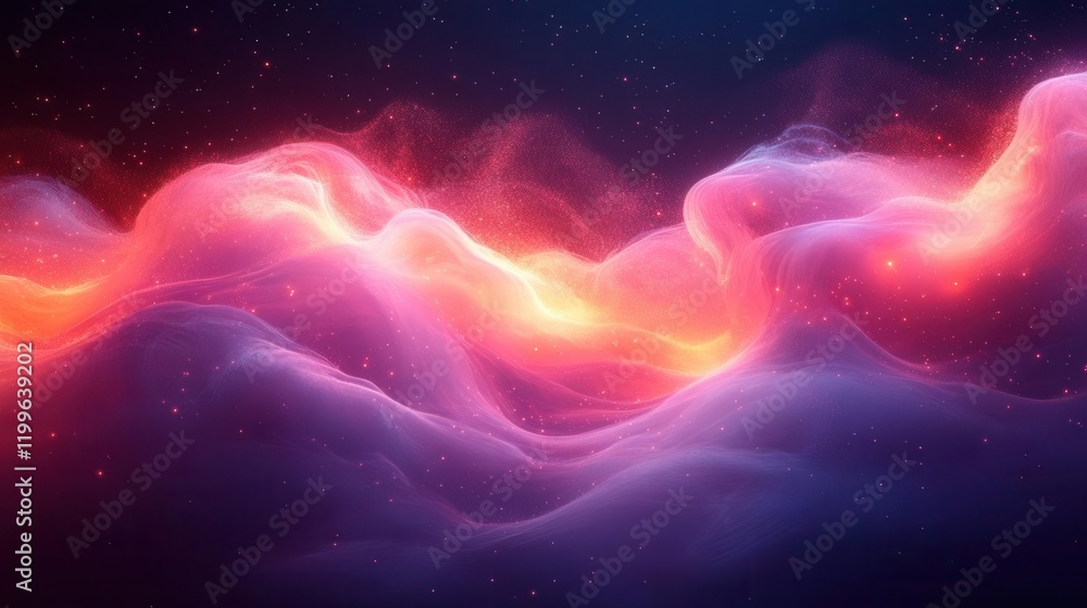 A vibrant cosmic scene featuring swirling clouds of pink and purple, illuminated by glowing light, creating a sense of depth and mystery. A vibrant cosmic scene featuring swirling clouds of pink and purple, illuminated by glowing light, creating a sense of depth and mystery.