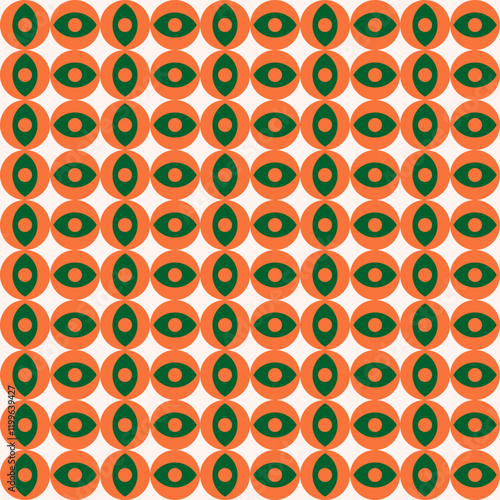 Guarana Flower Fruit Orange Green Circle Eye Geometric Pattern Background